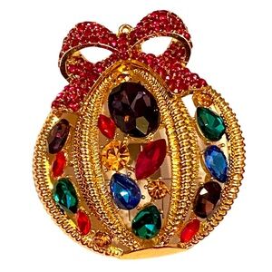 {Charter Club} Gold-Tone Holiday Ornament Present Brooch